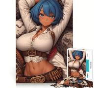 Anime Girl with Blue Hair Jigsaw 1000 Pieces for Teenagers Mind Boost Fun Zero Gap Captivating Leisure for Cozy Indoors (38x52cm)