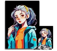 Anime Girl with Blue Hoodie Adult Jigsaw Puzzles 1000Pieces Puzzles for Adults for Birthdays Holidays Best for Christmas 1000 PCS(38x26cm)