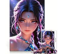 Anime Girl with Blue Jewelry 1000 Adult Pieces Jigsaw Puzzle Boost Memory Time Well Spent Quality Cut (50x75cm)
