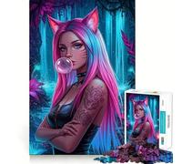 Anime Girl with Bubblegum in Fantasy Setting Jigsaw for Teenagers 1000 Pieces Memory Fun Game Smooth Burr Free Surface Birthday Gift Brain Teaser Toy (38x26cm)