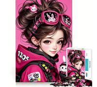 Anime Girl with Bunny Accessories Jigsaw for Teenagers 1000 Pieces Mental Improve Play Uniform Size Precise Pieces Family Fun Night Activity (38x52cm)