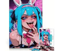 Anime Girl with Bunny Ears Jigsaw Puzzle 1000 Piece Creative Skill Toy Clean Cut Sturdy Components Travel-friendly Brain Game Gift (50x75cm)