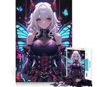 Anime Girl with Butterfly Wings 1000-piece Jigsaw Puzzles Brain Focus Game Expert Cutting Craftsmanship Fascinating Hobby for Idle Moments (50x75cm)