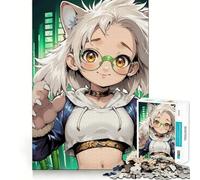 Anime Girl with Cat Ears 1000-piece Jigsaw Puzzles Brain Focus Game Expert Cutting Craftsmanship Fascinating Hobby for Idle Moments (50x75cm)