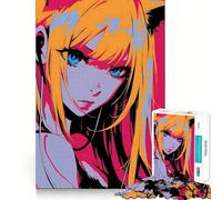 Anime Girl with Cat Ears Adults Puzzles 1000 Piece Jigsaws Recall Skill Fun High Precision Die Cut Easy to Learn Family Enjoyment (38x52cm)