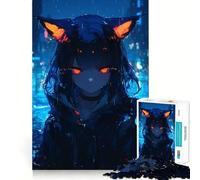 Anime Girl with Cat Ears in Rain 1000 Piece Puzzle For Adults Mind Skill Play Laser Cut for Flawless Fit Rewarding Activity for Rainy Days (50x75cm)
