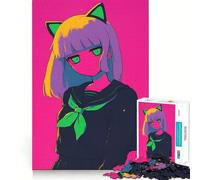 Anime Girl with Cat Ears Jigsaw Puzzle 1000 Pieces Cognitive Fun Play High Precision Die Cut Unique Gift for Stress Relief (38x52cm)