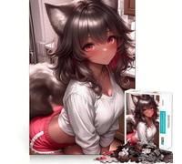 Anime Girl with Cat Ears Jigsaw Puzzles 1000 Cognitive Skill Toy Smooth Burr Free Surface Relaxing Indoor Group Activity (38x52cm)