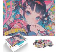 Anime Girl with Cat EarsJigsaw Puzzles 1000 Pieces for Adults Learning Educational Toy Artists Collection, Fine Art 38x26cm