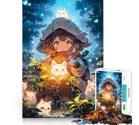Anime Girl with Creatures in Forest Jigsaw 1000 Piece Mind Skill Play Stable Fit No Shifting Parts Enjoyable Pastime for Long Weekends (50x75cm)