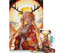 Anime Girl with Deer Antlers 1000 Piece Puzzle For Adults Mind Skill Play Laser Cut for Flawless Fit Rewarding Activity for Rainy Days (50x75cm)