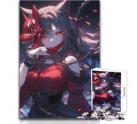 Anime Girl with Demon Mask Puzzles for Teenagers 1000 Pieces Problem Solving Educational Fun Wonderful Thoughtful Present Option Size 50x75cm