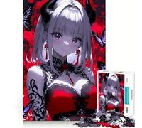 Anime Girl with Devil Horns 1000 Pieces Puzzles for Teenagers Mind Boost Fun High Accuracy Cutting Craft Calming Mental Break Activity (50x75cm)