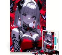 Anime Girl with Devil Horns Jigsaw for Adults 1000 Pieces Brain Memory Game Laser Cut for Flawless Fit Unique Gift for Stress Relief (38x26cm)