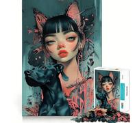Anime Girl with Dog Jigsaw Puzzles for Adults 1000 Think Boost Game Precise Interlock Structure Easy to Learn Family Enjoyment (38x52cm)