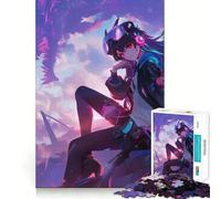 Anime Girl with Dragon 1000 Piece Jigsaws Creative Skill Toy Tight Lock No Loose Pieces Bonding Activity for Loved Ones (38x26cm)