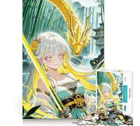 Anime Girl with Dragon And Sword 1000 Piece Jigsaw Puzzles Mind Challenge Toy High Precision Die Cut Amusing Challenge for Waiting Time (50x75cm)