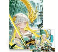 Anime Girl with Dragon And Sword Jigsaw Puzzles 1000 Mental Focus Game Precision Cut Smooth Edges Meaningful Connection Building Game (38x52cm)