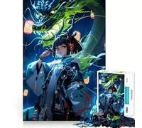 Anime Girl with Dragon Jigsaw Puzzles for Adults 1000 Think Boost Game Precise Interlock Structure Easy to Learn Family Enjoyment (38x26cm)