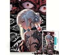 Anime Girl with Dragon Tattoo Jigsaw Puzzle 1000 Think Boost Game Tight Lock No Loose Pieces Interactive Brain Challenge for Home (38x52cm)