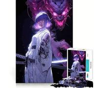 Anime Girl with Dragon Tattoo Jigsaw Puzzle1000 Pieces Mind Train Fun Clean Cut Sturdy Components Captivating Leisure for Cozy Indoors (38x26cm)