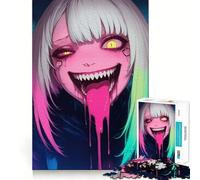 Anime Girl with Dripping Tongue Adults Puzzles 1000 Piece Jigsaws Recall Skill Fun High Precision Die Cut Easy to Learn Family Enjoyment (38x52cm)