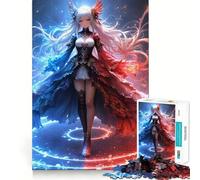 Anime Girl with Fire And Ice Jigsaw 1000 Pieces Focus Building Toy Zero Gap Rewarding Activity for Rainy Days (38x26cm)