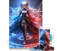 Anime Girl with Fire And Ice Jigsaw Puzzles for Adults 1000 Mind Boost Game Uniform Size Precise Pieces Travel-friendly Brain Game Gift (38x52cm)