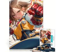 Anime Girl with Fire Fist Jigsaw for Adults1000 Pieces Brain Focus Game Precision Cut Smooth Edges Amusing Challenge for Waiting Time (38x26cm)