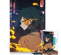 Anime Girl with Fire Jigsaw for Adults1000 Pieces Brain Focus Game Precision Cut Smooth Edges Amusing Challenge for Waiting Time (50x75cm)