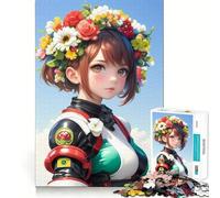 Anime Girl with Flower Crown Gaming Jigsaw 1000 Pieces Memory Skill Fun Smooth Edge Perfect Interlock Fun-filled Way to Fill Empty Hours (50x75cm)