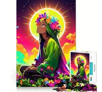 Anime Girl with Flower Crown Jigsaw 1000 Pieces Memory Skill Fun Smooth Edge Perfect Interlock Fun-filled Way to Fill Empty Hours (38x52cm)
