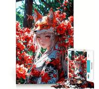 Anime Girl with Fox Mask 1000 Piece Teenager Puzzles Brain Boosting Play Tight Interlock No Gaps Relaxing Indoor Group Activity (50x75cm)
