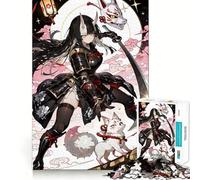 Anime Girl with Fox Mask And Sword Jigsaw Puzzle 1000 Pieces Mental Focus Game Precision Cut Smooth Edges Absorbing Activity for Quiet Nights (38x26cm)