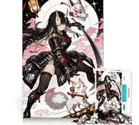 Anime Girl with Fox Mask And Sword Jigsaw Puzzle 1000 Think Boost Game Tight Lock No Loose Pieces Interactive Brain Challenge for Home (38x52cm)