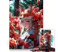 Anime Girl with Fox Mask Jigsaw Puzzle 1000 Mental Recall Game High Accuracy Cutting Craft Interactive Brain Challenge for Home (38x52cm)