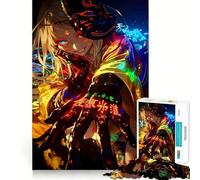 Anime Girl with Fox Mask Jigsaw Puzzles 1000 Pieces Focus Boost Fun Laser Cut for Flawless Fit Bonding Activity for Loved Ones (38x52cm)
