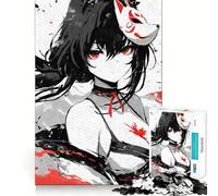Anime Girl with Fox Mask Jigsaw Puzzles 1000 Pieces Focus Boost Fun Laser Cut for Flawless Fit Bonding Activity for Loved Ones (50x75cm)