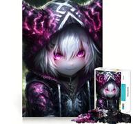 Anime Girl with Furry Hood Jigsaw 1000 Pieces Memory Skill Fun Smooth Edge Perfect Interlock Fun-filled Way to Fill Empty Hours (50x75cm)