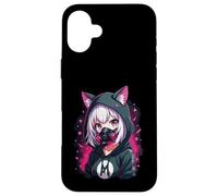 Anime Girl with Gas Mask - Dark Manga Motif Case for iPhone 16 Plus