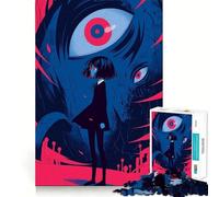 Anime Girl with Giant Eye Monster Jigsaw Puzzle1000 Pieces Mind Train Fun Clean Cut Sturdy Components Captivating Leisure for Cozy Indoors (50x75cm)