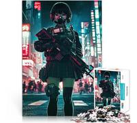 Anime Girl with Gun in Neon City2000 Piece Jigsaws for teenagers Puzzle Analysis and logic Unique Home Decor and Gifts 70x100cm