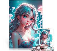 Anime Girl with Jellyfish1000 Piece Jigsaw Puzzles for Adults Jigsaw Family Fun is ideal as a gift for the whole family 38x26cm