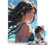 Anime Girl with Ocean ViewJigsaw Puzzles for teenagers 1000 Piece Stress Relief is ideal as a gift for the whole family 38x26cm