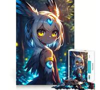 Anime Girl with Owl Features in Forest Jigsaw Puzzles for Adults 1000 Mind Boost Game Uniform Size Precise Pieces Travel-friendly Brain Game Gift (38x26cm)