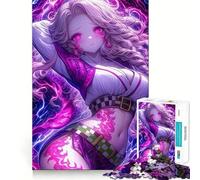 Anime Girl with Pink Energy Adults 1000 Pieces Puzzle Mental Fun Game Advanced Laser Cutting Tech Amusing Challenge for Waiting Time (38x26cm)