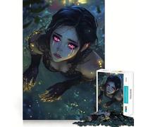Anime Girl with Pink Eyes Jigsaw 1000 Pieces for Teenagers Mind Boost Fun Zero Gap Captivating Leisure for Cozy Indoors (38x52cm)