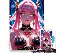 Anime Girl with Pink Hair Jigsaw 1000 Pieces for Teenagers Mind Boost Fun Zero Gap Captivating Leisure for Cozy Indoors (38x52cm)