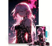 Anime Girl with Pink Hair Jigsaw for Adults1000 Pieces Brain Focus Game Precision Cut Smooth Edges Amusing Challenge for Waiting Time (38x52cm)