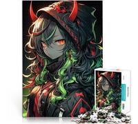 Anime Girl with Red HornsJigsaw Puzzles for teenagers 1000 Piece Family Game for and is ideal as a gift for the whole family 38x26cm